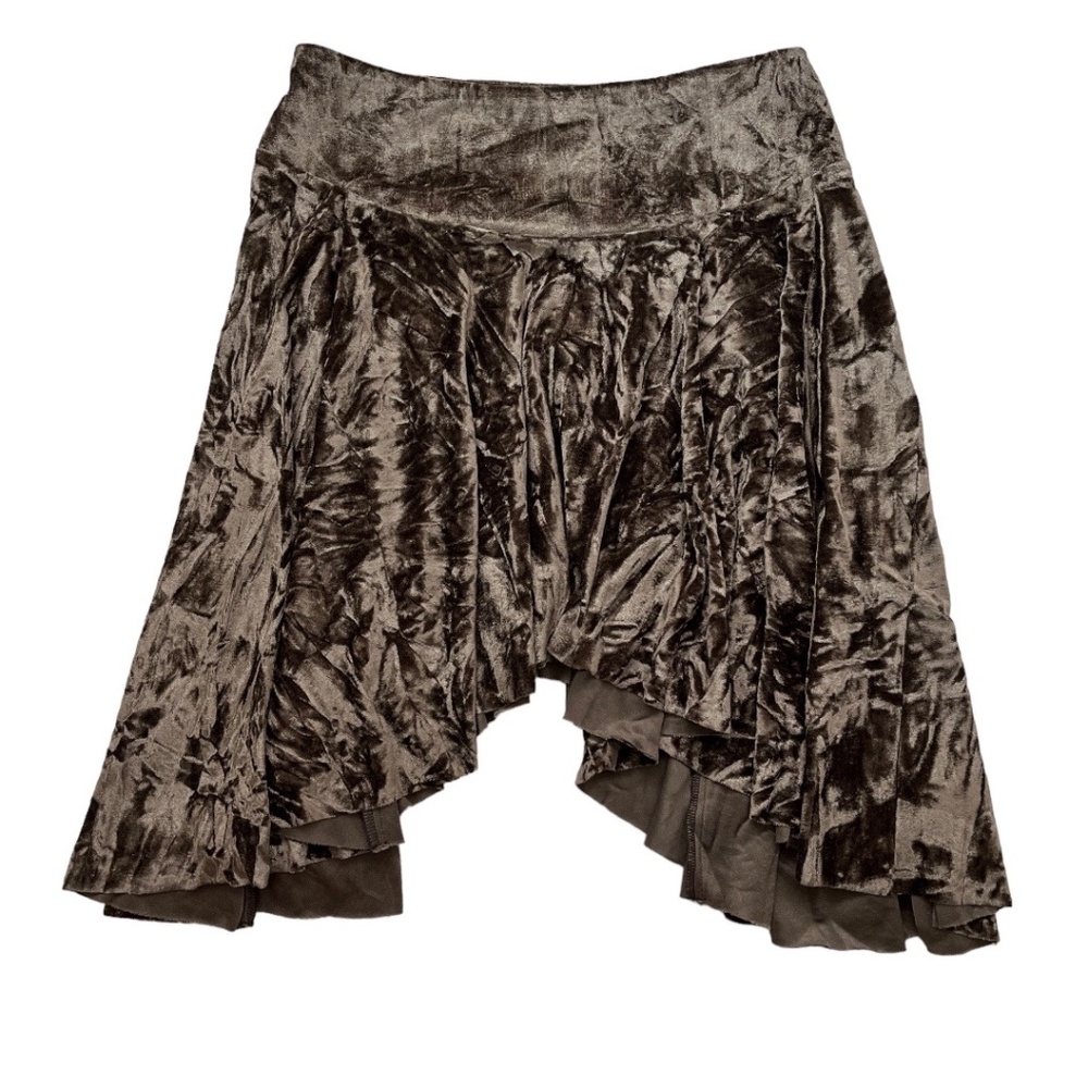 Urban Outfitters Crushed Velvet Mini Skirt Brown Medium